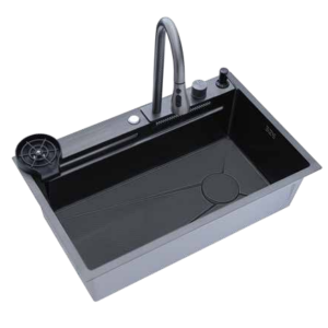 Sylux Niagra SS304 PVD Black Round Drainer with Cap